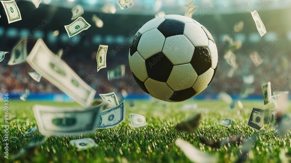 Football sports betting app, concept of making money online with bets