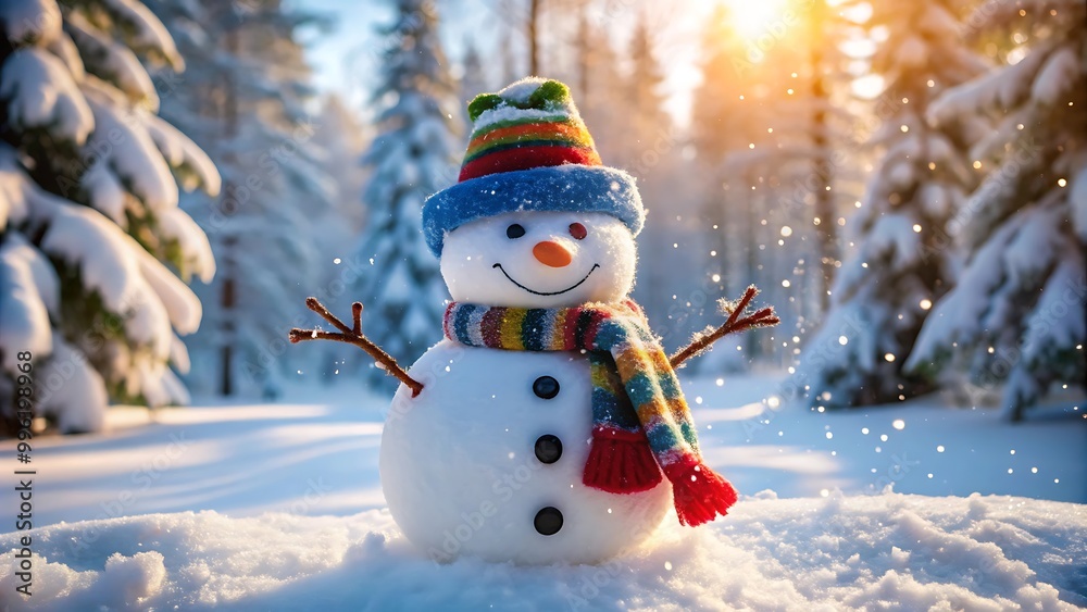Fototapeta premium Winter snowflakes landscape wallpaper background