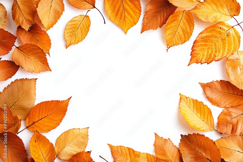 Obraz premium Autumnal Leaf Frame on White Background