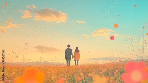 A couple strolls hand-in-ha...