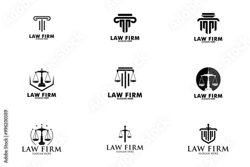 Set of law logo. Law firm Logo collections Premium Vector