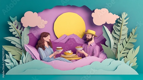 A whimsical paper art scene...