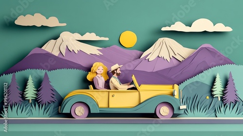 A colorful paper-cut scene ...