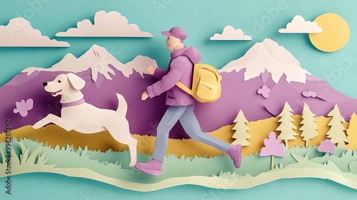 A vibrant, paper-cut style ...