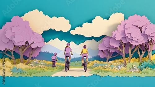 A vibrant paper art scene d...