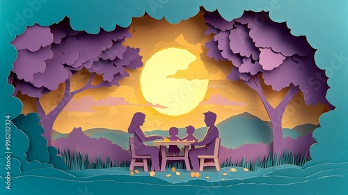 A colorful paper-cut style ...