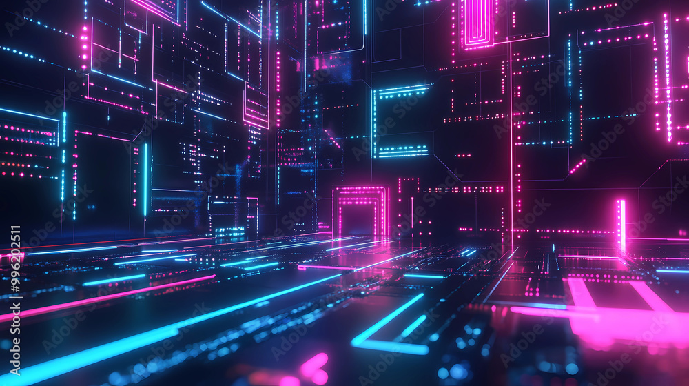 Futuristic business concept, innovation, technology, neon lights, abstract shapes, digital art Futuristic business concept, innovation, technology, neon lights, abstract shapes, digital art