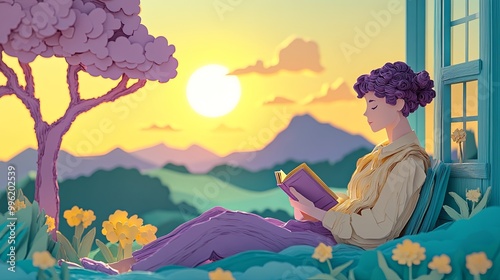 A serene scene featuring a ...