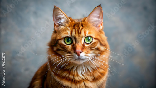 Beautiful red, brown cat with striking markings and bright eyes, feline, cute, animal, domestic, pet, fur, whiskers, fluffy