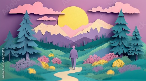 A serene paper-cut landscap...