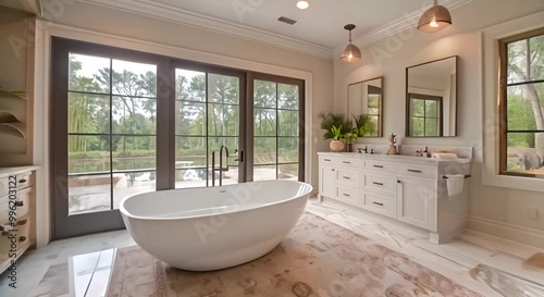 Modern Bathroom with Freestanding Tub and  Luxury Design
