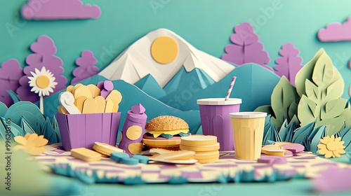 A colorful paper model of a...