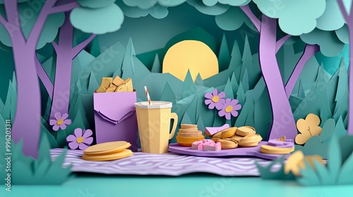 A whimsical, colorful picni...