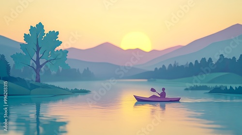 A serene sunset view over a...