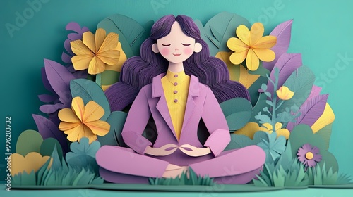 A serene paper-cut illustra...