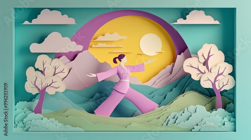 A vibrant paper art scene f...