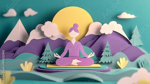 A serene paper-crafted scen...