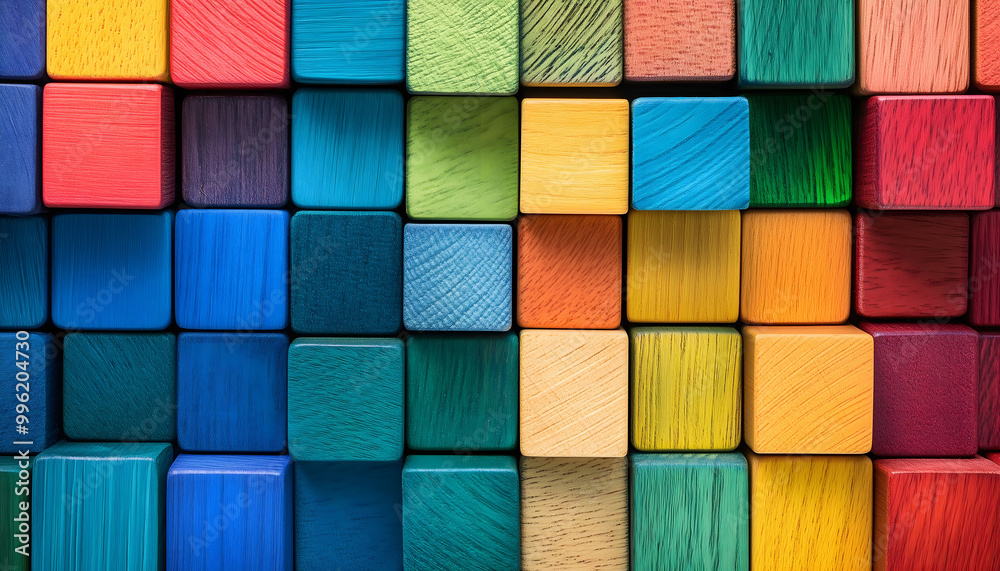 Colorful wooden blocks seamlessly lined up Colorful wooden blocks seamlessly lined up