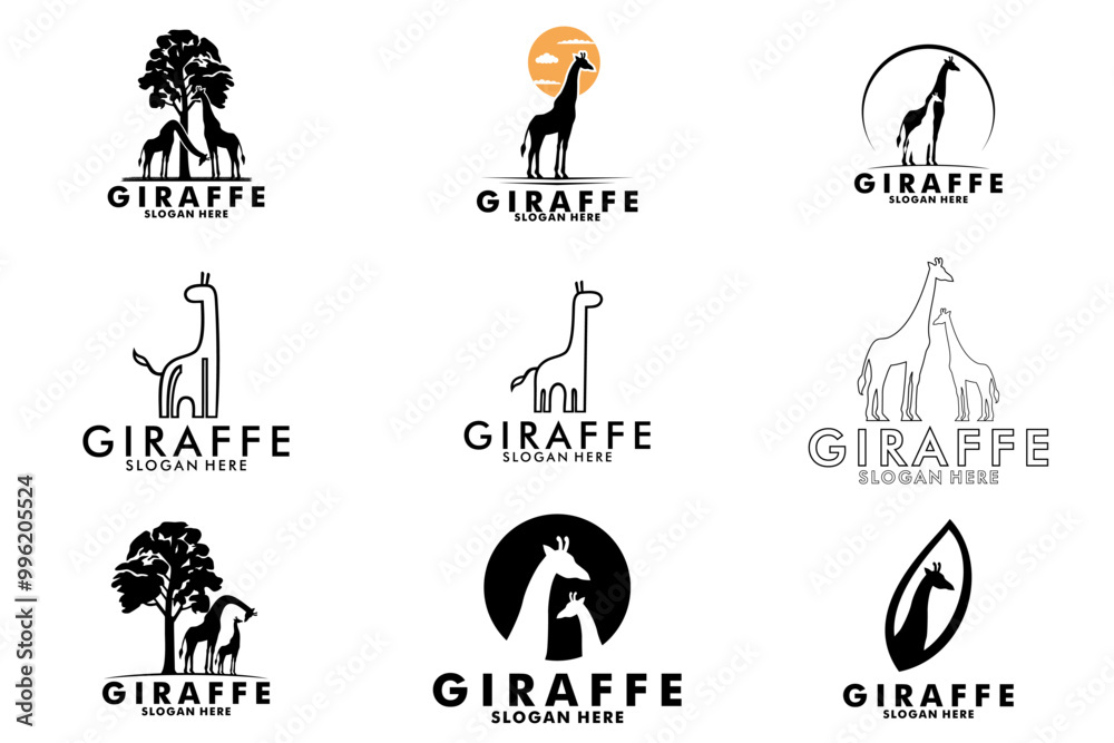 Naklejka premium Set of Giraffe logo vector design template