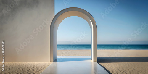 Minimalist and modern design of an arched entrance to the beach, arch, entrance, beach, modern, minimalist, design, structure