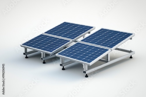 Two isolated solar panels - 3D illustration with generative ai