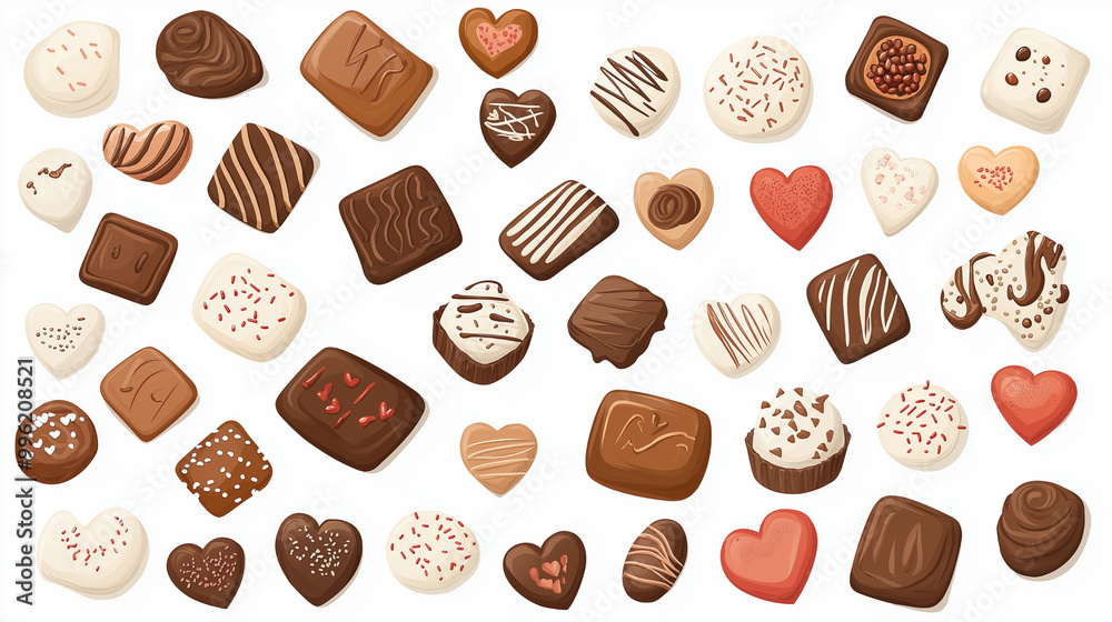 Candy background with chocolate on white background top view frame. Sweets desserts concept. Candy background with chocolate on white background top view frame. Sweets desserts concept.