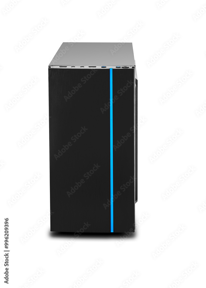Computer system unit isolated on white background.