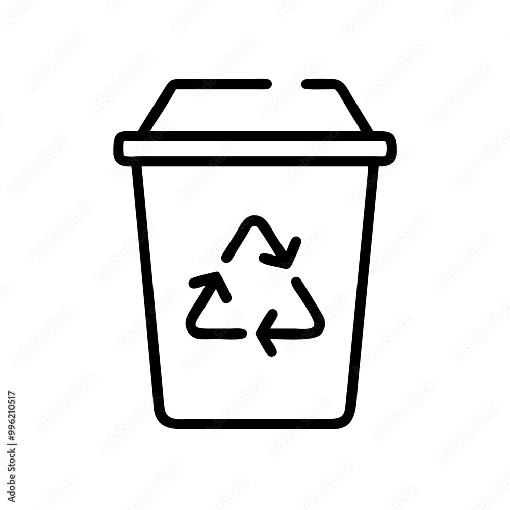 Trash Bin with Recycling Symbol on White Background Trash Bin with Recycling Symbol on White Background