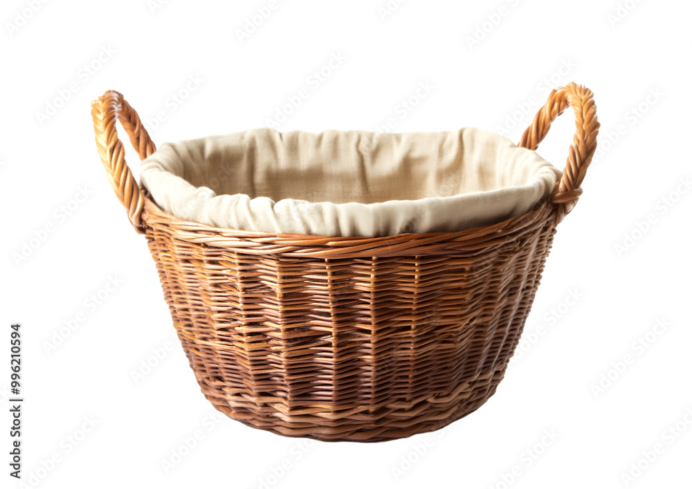 Obraz premium a wicker basket with a white cloth inside. 