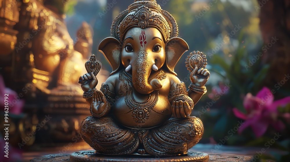 Fototapeta premium Ganesh Chaturthi indian god worship art representation