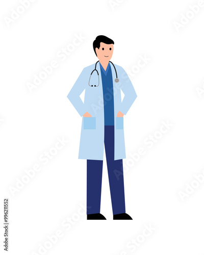 Doctor. Man with statoscope. Simple flat vector illustration.