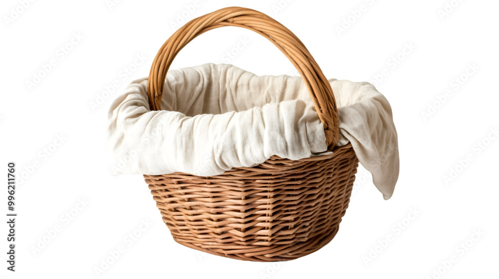 Obraz premium a wicker basket with a white cloth. 