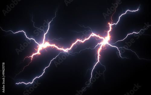 vivid lightning bolts against dark sky electrifying natural phenomenon powerful energy discharge photo