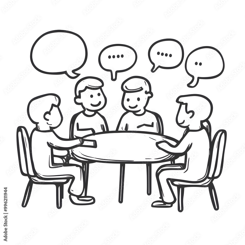 Group Discussion Illustration with Speech Bubbles design Group Discussion Illustration with Speech Bubbles design