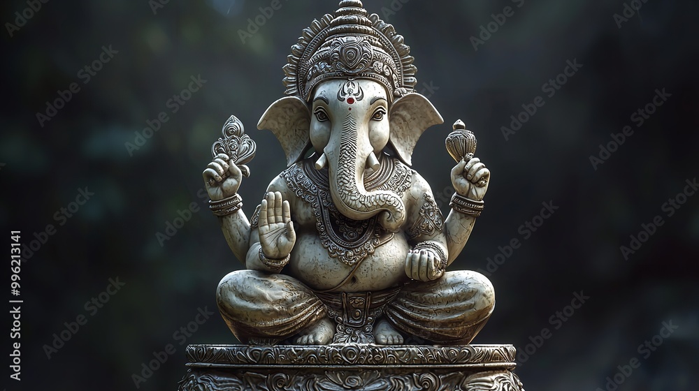 Handcrafted Ganesha statue in Lord Krishna pose. Handcrafted Ganesha statue in Lord Krishna pose.