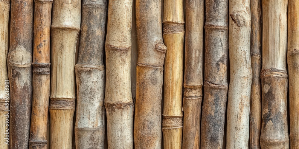 Seamless Pattern of Natural Bamboo Sticks Seamless Pattern of Natural Bamboo Sticks
