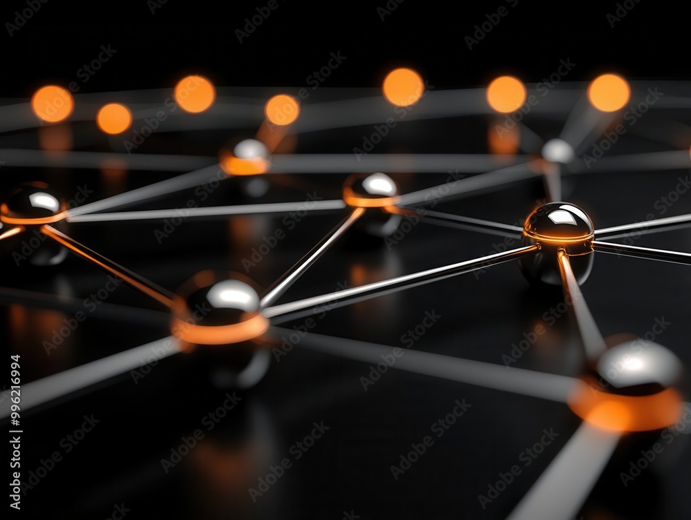 Abstract digital network with glowing nodes, minimal composition on a black background, clean and modern Abstract digital network with glowing nodes, minimal composition on a black background, clean and modern