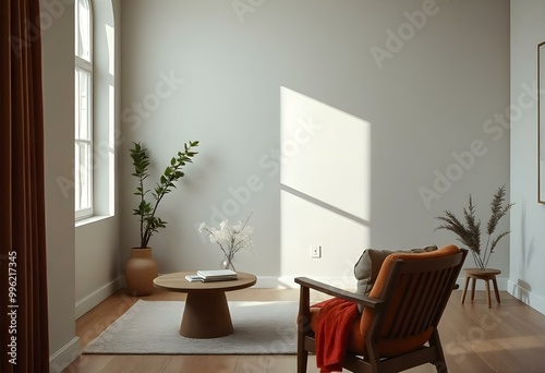 Wallpaper Mural modern living room with a white sofa, a sofa, a large window and a large window with a large window. 3 d render Torontodigital.ca