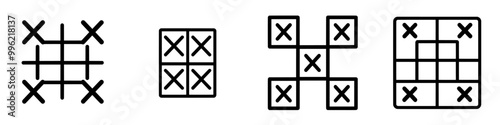 Icon for XOX game. Tic tac toe illustration symbol. Signs with crosses and circles. photo