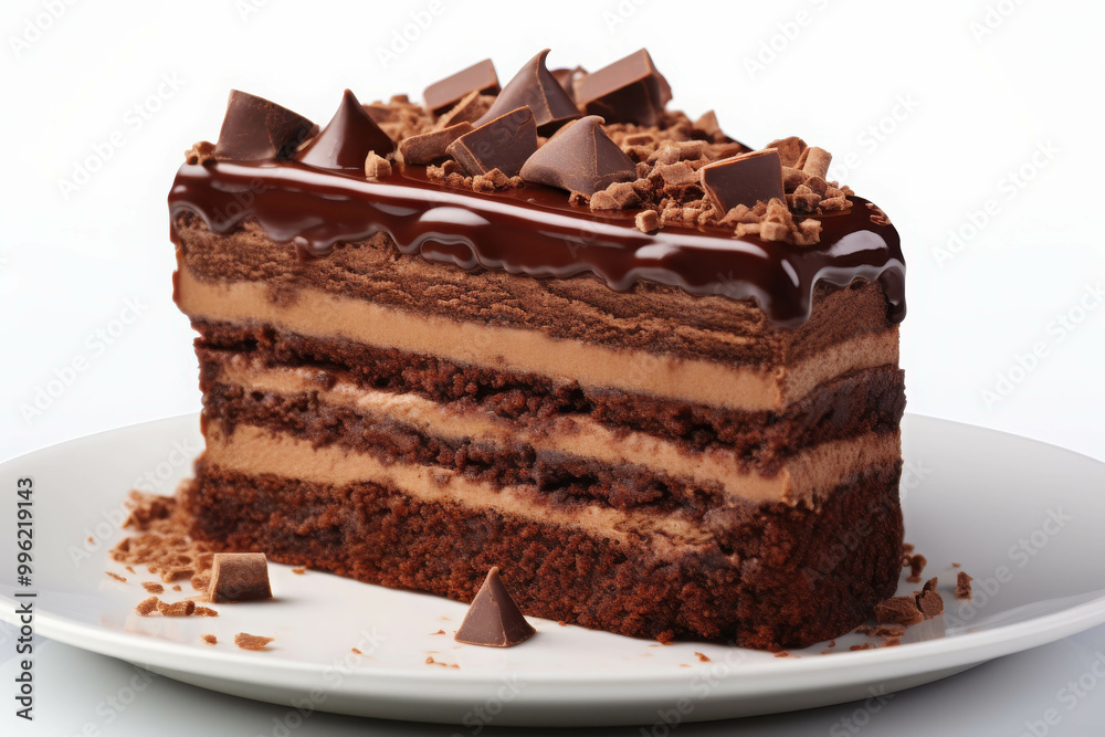 Delightful Slice of Chocolate Cake Decorated with Toppings