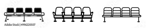 An airplane cabin interior icon, showing four seats and windows, ideal for travel and aviation designs