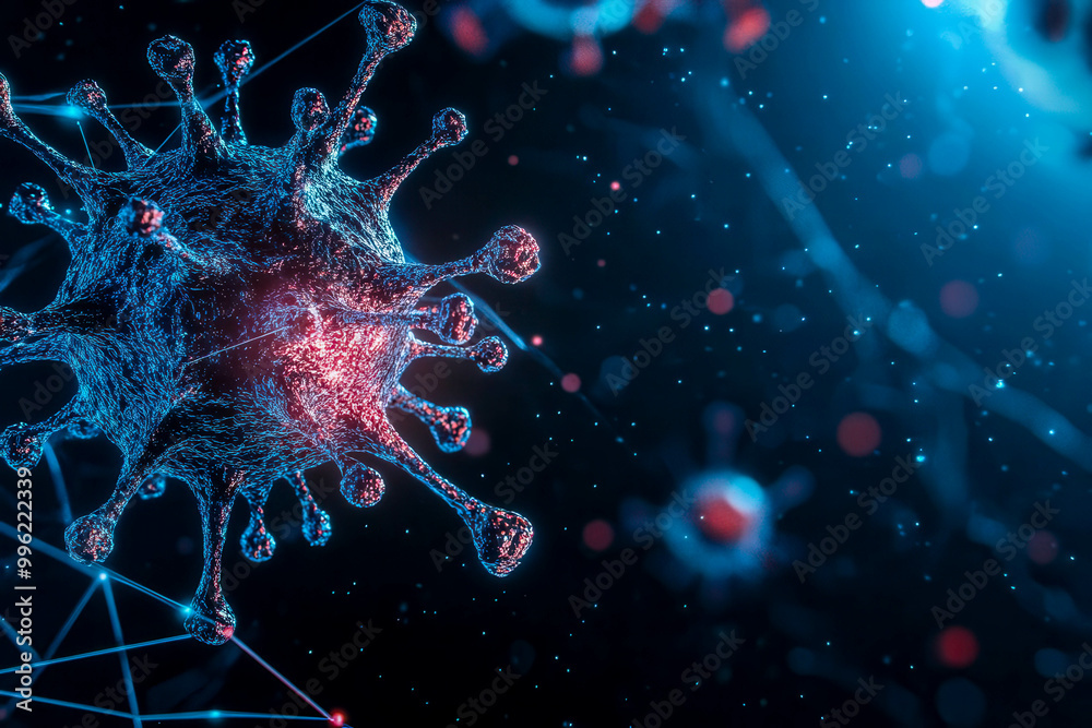 Microscopic virus illustration with vibrant colors. Microscopic virus illustration with vibrant colors.