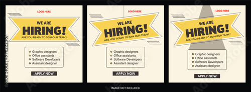 hiring job vacancy social media post or square web banner template vector design template