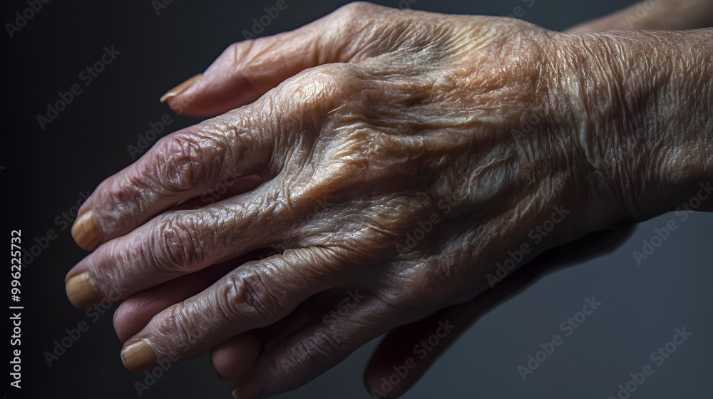 Fototapeta premium Elderly Hands Showcasing Life's Journey Through Time