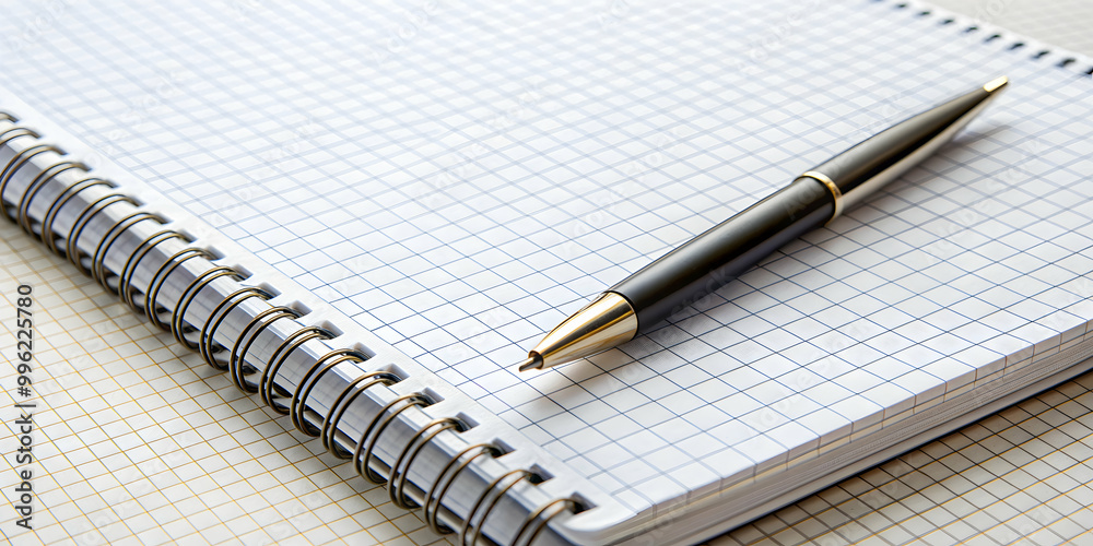 White checkered notebook with a pen at an angle, checkered, notebook, pen, white, writing, stationery, office White checkered notebook with a pen at an angle, checkered, notebook, pen, white, writing, stationery, office