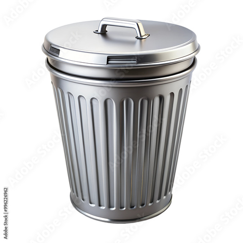 Wallpaper Mural A silver trash can with lid on a transparent or white isolated background. Torontodigital.ca