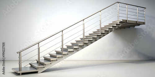 Metal stairs on white background, rendering, metal, stairs, isolated, white, background,rendering, steps