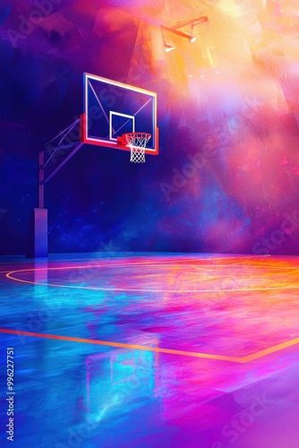 Wallpaper Mural Vibrant Digital Art of a Basketball Court Scene Torontodigital.ca