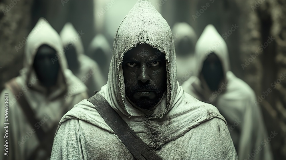 Hooded Figures: A Mysterious Group in a Dark Setting Hooded Figures: A Mysterious Group in a Dark Setting