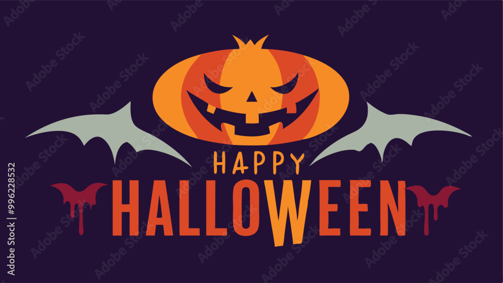 Happy halloween background with pumpkin and bats Happy halloween background with pumpkin and bats